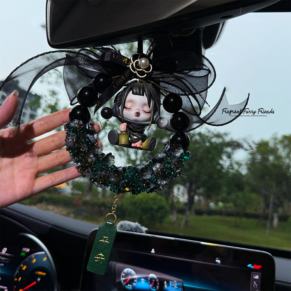 SKULLPANDA Crystal Car Charm - Hanging Rearview Mirror Decor for Cars | POP MART