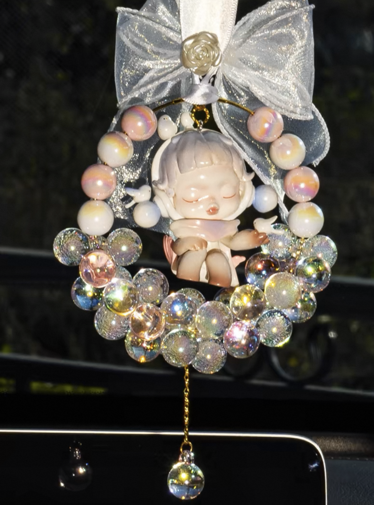 SKULLPANDA Crystal Car Charm - Hanging Rearview Mirror Decor for Cars | POP MART